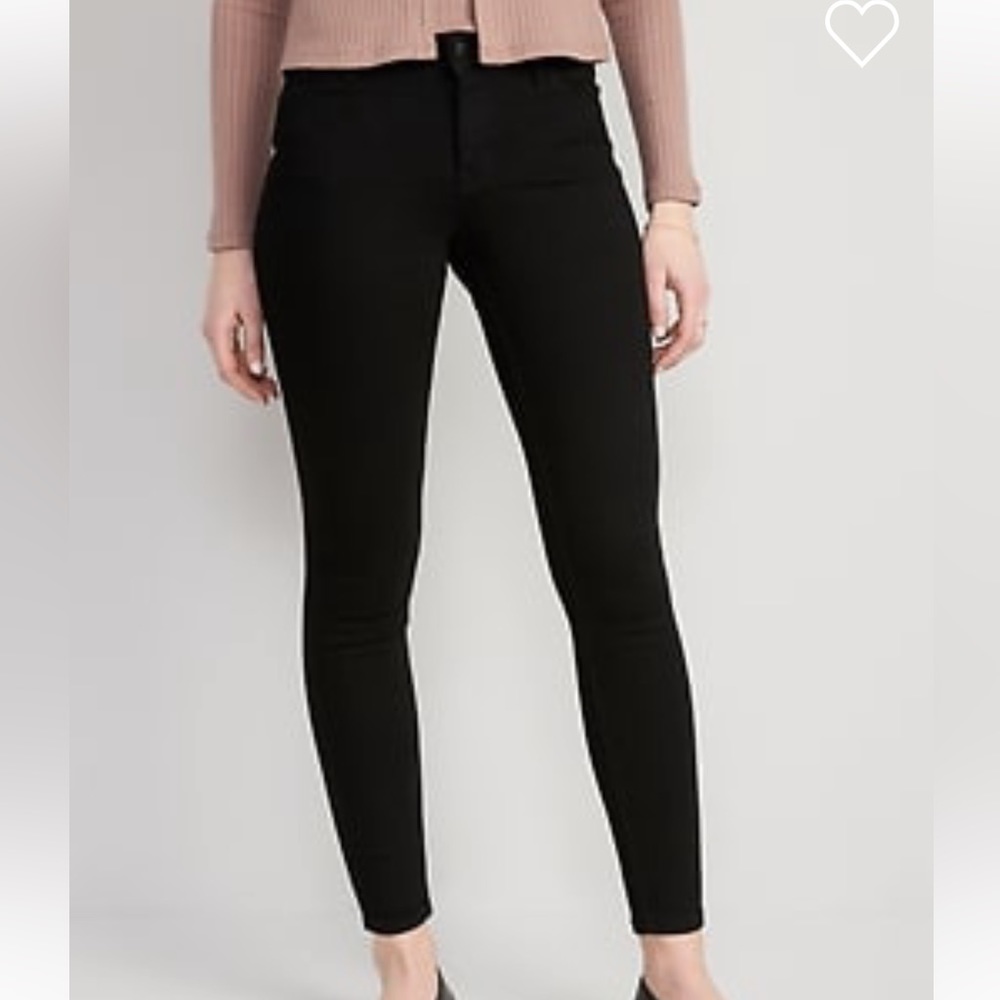 Old Navy Black Mid-Rise Rockstar Super Skinny Jeans